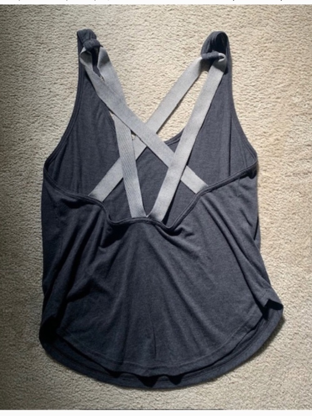 FP Movement by Free People White Tank Top with Metallic Silver Crossback Straps - Picture 2 of 7